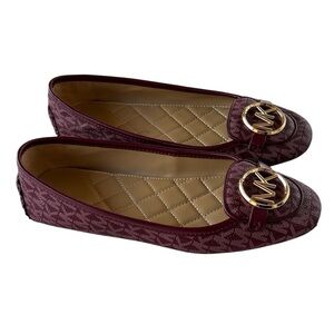 Michael Kors Merlot/Burgundy Lillie Moccasin Fulton Studded Flats Loafers Shoes